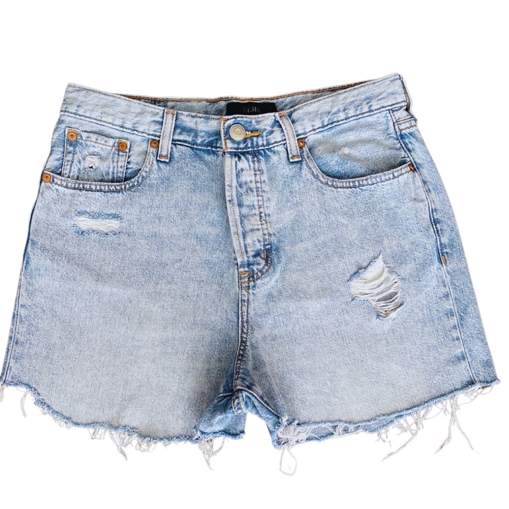 AEROPOSTALE (AERO) || SIZE 10 || DENIM || 90s HIGH RISE DISTRESSED CUTOFF SHORTS
